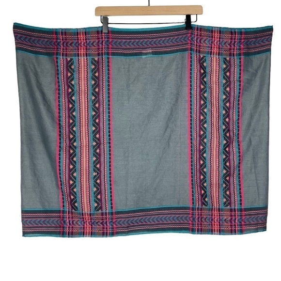 CAPELLI Scarf Infinity Aztec Southwestern Embroidered Boho Sheer Lightweight NWT - Picture 4 of 14